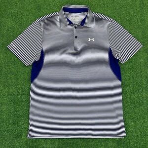 Under Armour Polo Shirt Mens Blue Medium Heatgear Coldblack Venter Button Golf